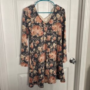 Grey & orange floral dress